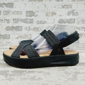 New Sperry Bayou Black Plushstep Platform Sandals K696